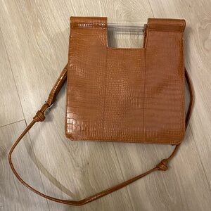 BEIS Croc-Embossed Brown Crossbody Bag